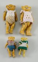 A family of four miniature Hertwig all-bisque bears, German circa 1910,