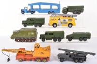 Nine Unboxed Dinky Toys, including 582 Bedford Pullmore Car Transporter, scarce dark blue version