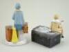 Glazed china Flapper vesta holder and cigarette holder/ashtray figurines, 1920s, - 2