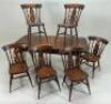 A dolls wooden dining table with six Windsor chairs, English circa 1905,