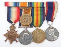 British WW1 Royal Naval Fleet Reserve Long Service Medal Group of Four, Served on HMS Chester at the Battle of Jutland, Same Ship as John “Jack” Cornwall, Who Was Awarded the Victoria Cross for his actions on the ship during the battle