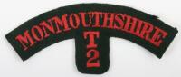 WW1 Period 2nd Territorial Battalion Monmouthshire Regiment Cloth Shoulder Title