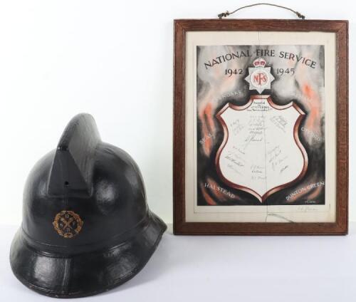 WW2 British Home Front Sevenoaks Rural Fire Brigade Helmet & Citation