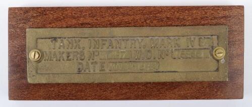 Rectangular Cast Brass Makers Plate from Mark IVA Infantry Tank (Churchill)
