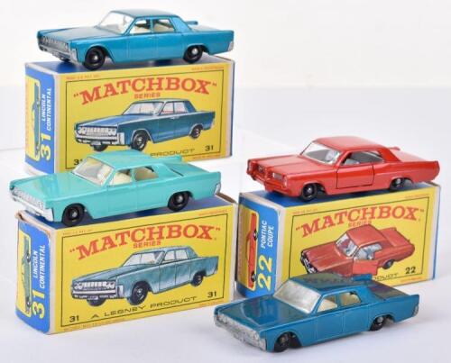 Three Boxed Matchbox Regular Wheels USA Cars