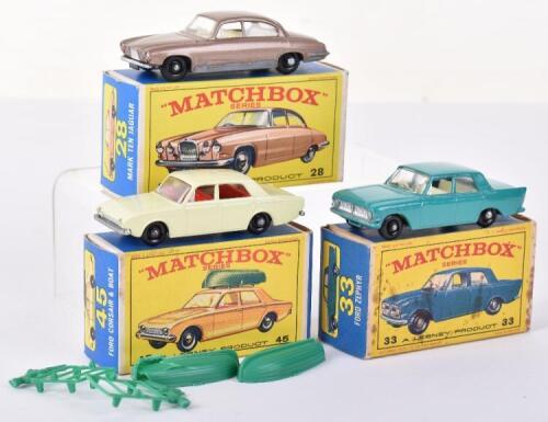 Three Boxed Matchbox Regular Wheels Cars