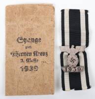 Bar to the Iron Cross 2nd Class with Original Paper Packet of Issue by J E Hammer & Sohne, Geringswalde