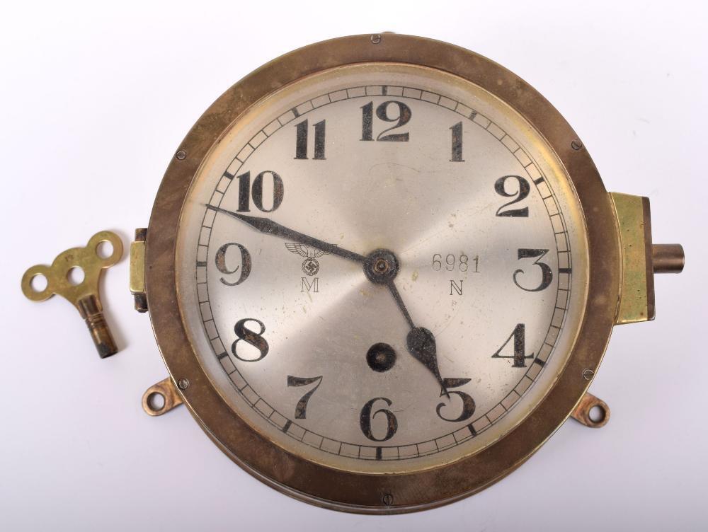 Original German WWII Kriegsmarine Navy Marked Brass Ships Clock by Jun –  International Military Antiques