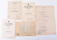 WW2 German Award Citation Grouping to Unteroffizier Franz Frankemoller Infantry Grenadier Regiment 166, Recommended for the German Cross in Gold December 1943