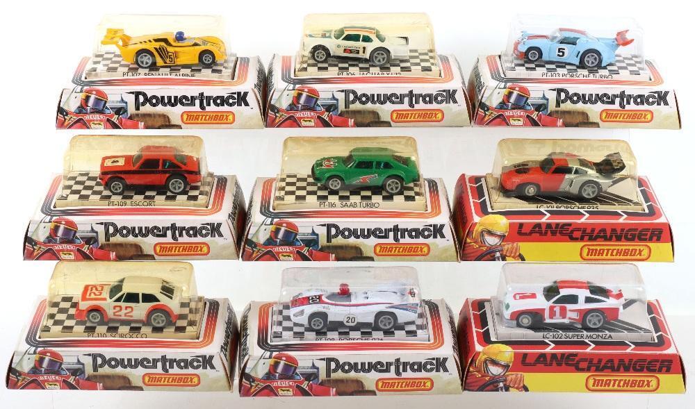 Nine Matchbox Lesney Powertrack Lanechanger Plastic Slot Cars