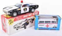 Boxed Taiyo of Japan tinplate battery operated High Way Patrol