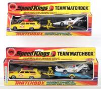 Two boxed Matchbox Speedkings K-46 Mercury commuter racing car & trailer