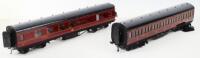 Pair of Exley 0 gauge LMS bogie Passenger corridor coaches, 1920s,