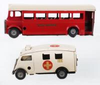 Tri-ang Minic Single Decker clockwork bus and Ambulance