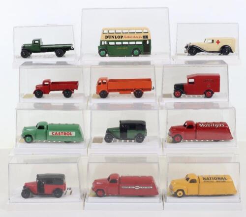 Twelve repainted Dinky vehicles