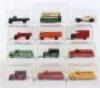 Twelve repainted Dinky vehicles