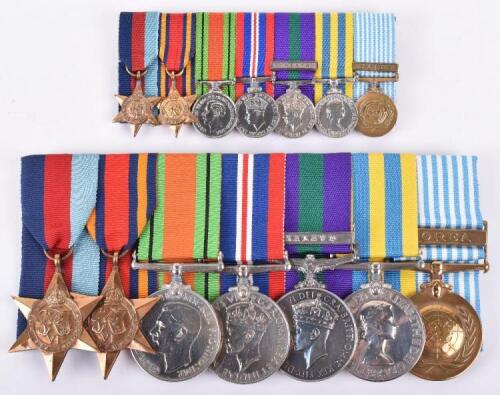 British Officers WW2, Malaya and Korea Campaign Medal Group of Seven Middlesex / Queens Regiment