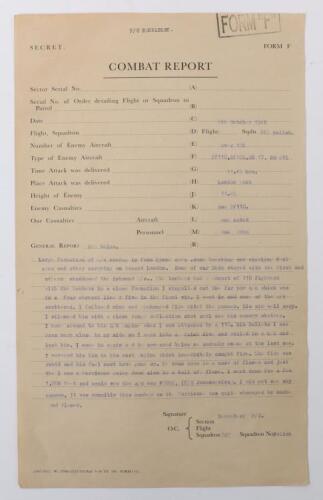 RAF Combat Report October 1940 Polish Pilots