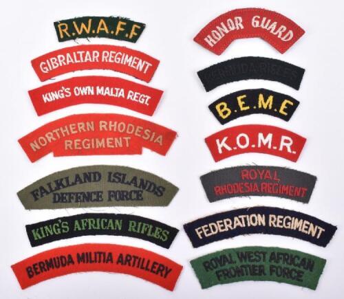 Selection of Cloth Shoulder Titles of Colonial Regiments