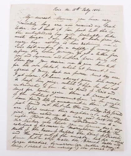 Interesting Original letter 1836 an Englishman in Paris