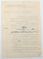 Rare and important historic document communicating the establishment of the Centre for Jewish Emigration in Vienna, at 22 Prince Eugene Street and dated 20 August 1938