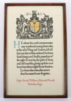 Memorial Scroll to Captain Gerald William Edward Maude Yorkshire Regiment Wounded in action at Dakka, Afghanistan 17th May 1919