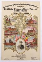 Coloured Printed Scroll "In Memory of my stay in the Rheine Calley with the British Occupation Forces on the Rhine 1919-1920