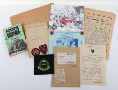 Montgomery&rsquo;s Security Personal, Corporal Whitney&rsquo;s, badges and original example of Eisenhower&rsquo;s message