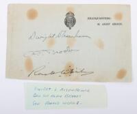 Dwight D Eisenhower Important Autograph on notepaper Headquarters 21 Army Group