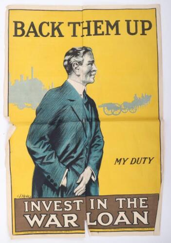 Great War Parliamentary War Savings Committee Poster No15 &ldquo;BACK THEM UP&rdquo;