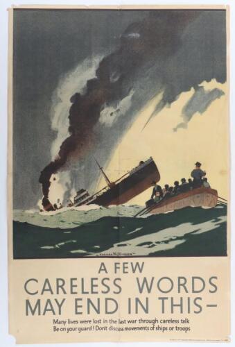 Original WWII Poster "A Few Careless Words May End In This&hellip;