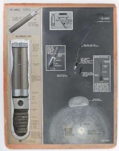 Original Artwork by G.H.Davis illustrating Parachute Flares