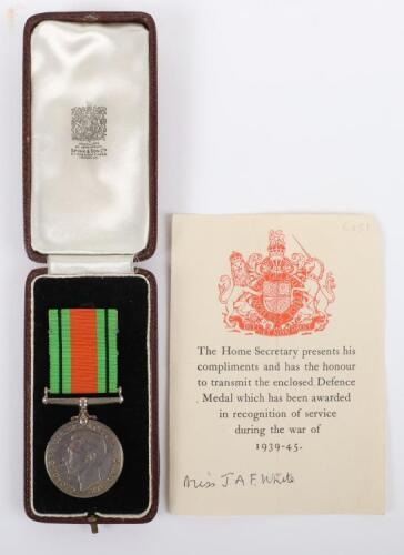 WW2 Defence Medal Awarded to Female Civil Defence Member