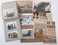 WW2 Medal & Photograph Album Grouping of Aircraft Carrier HMS Glory Interest