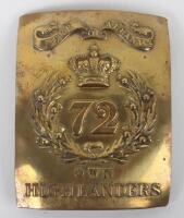 Victorian 72nd (Duke of Albany’s Own) Highlanders Other Ranks Shoulder Belt Plate