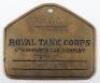Scarce Royal Tank Corps 8th Armoured Car Company Duty / Bed Plate