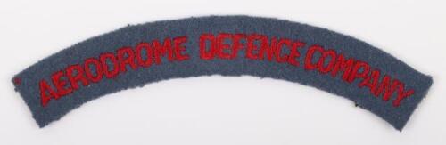 Scarce Aerodrome Defence Company Cloth Shoulder Title