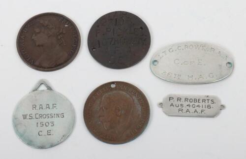 Selection of WW1 Australian Imperial Forces (A.I.F) Identity Discs
