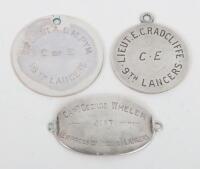 3x British Officers Identity Discs of Lancers Interest