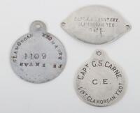 3x Great War Identity Discs of Glamorgan Yeomanry Interest