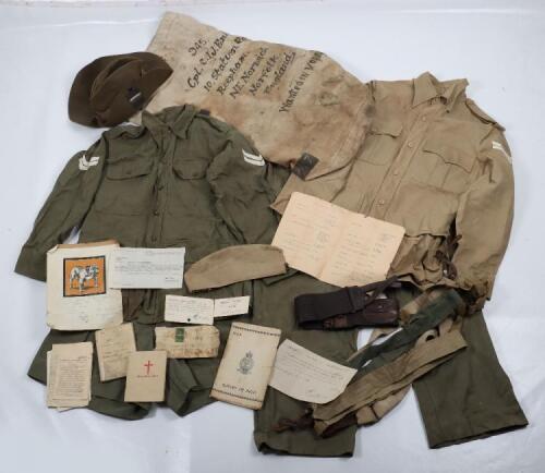 WW2 British Far East Uniform, Slouch Hat & Paperwork Grouping