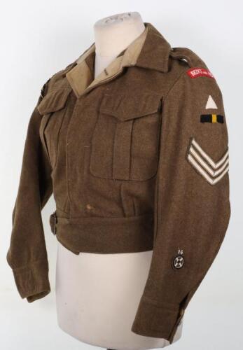 1942 Dated Battle Dress Blouse of Sergeant in Bedfordshire & Hertfordshire Regiment 1st Infantry Division