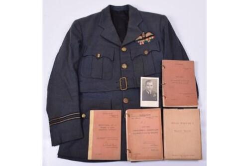 WW2 RAF Battle of Britain Fighter Pilots Officers Service Dress Tunic and Paperwork Attributed to Flight Lieutenant W L Harvey