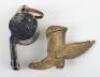 WW2 Royal Air Force Winged Boot “Late Arrivals Club” Badge and Aircrew Whistle - 2