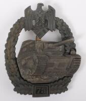 Very Rare German Army / Waffen-SS Panzer Assault Badge for 75 Engagements by Joseph Felix & Sohne (JFS)