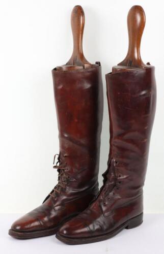 Pair of British Officers Campaign Boots and Wooden Trees