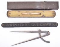 Brass faced wooden spirit level 9” engraved F Leicester 1870