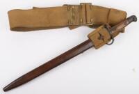 WW1 Grenadier Guards Regimentally Marked 1907 Hook Quillon Bayonet and Owner 08 Pattern Waist Belt