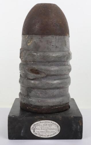 Artillery Shell Head from the Battle of Pirot During the Servo-Bulgarian War 1885 Presented to H.R.H Prince Henry of Battenburg