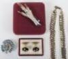 A selection of costume jewellery including a pearl necklace with 9ct clasp - 2